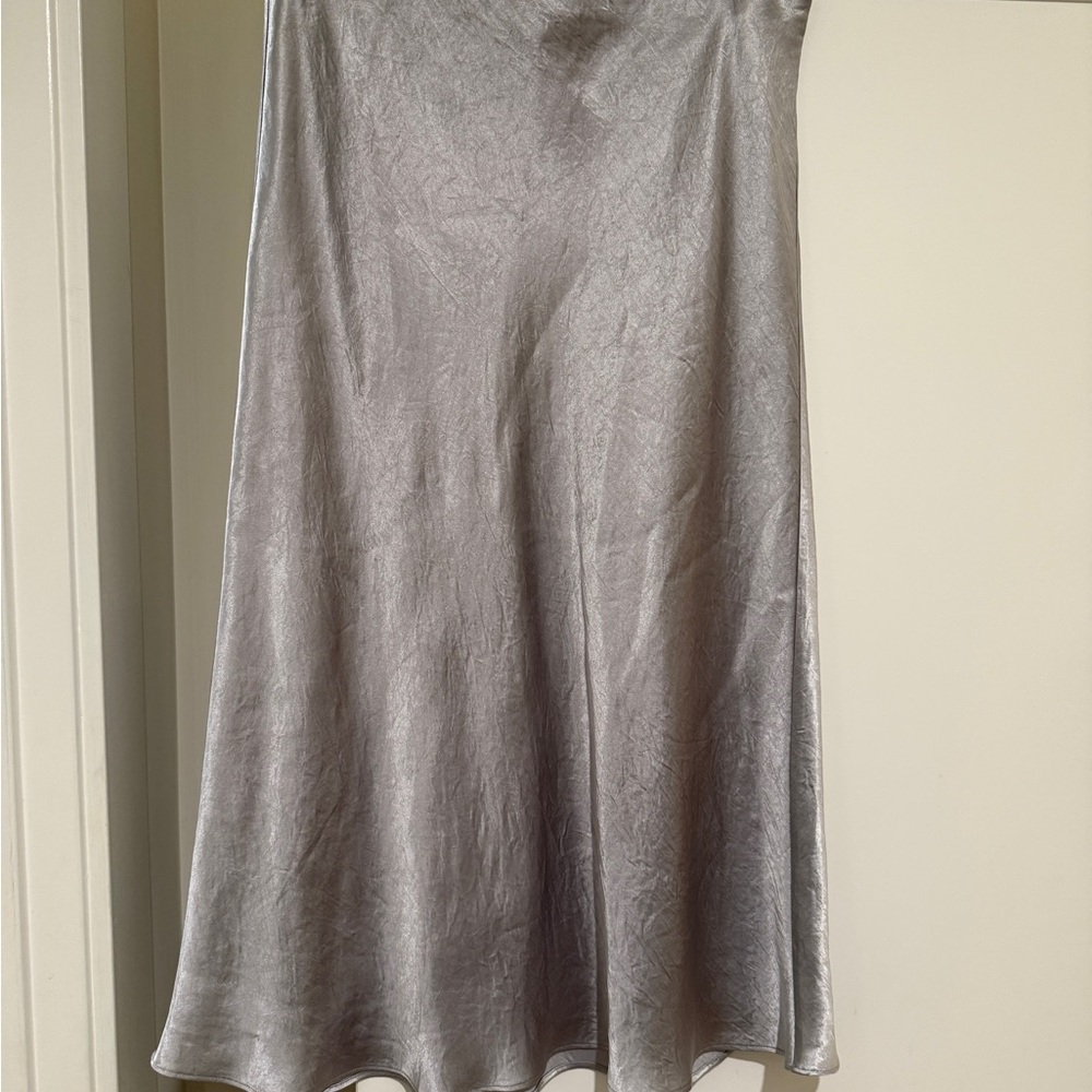 Babaton Shimmering Silver A-Line Skirt